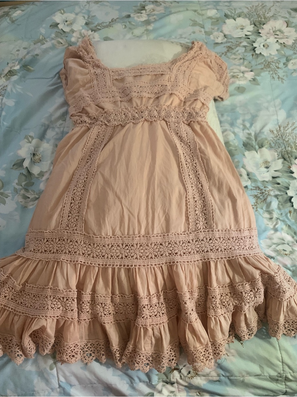Victoria's Secret Peach Crochet Lace Tiered Dress